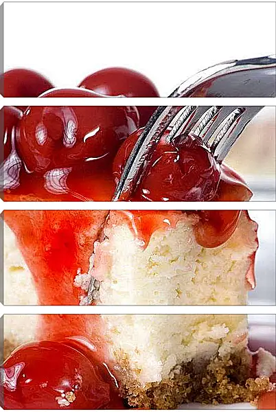 Модульная картина - Вишневый Чизкейк. Вишневое Наслаждение.