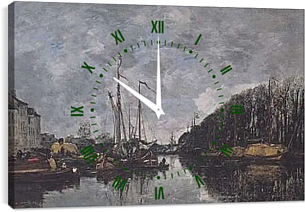 Часы картина - Kanal an der Allee Verte in Brussel. Эжен Буден