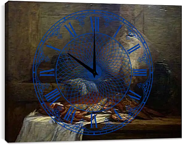 Часы картина - Nature morte a la raie. Эжен Буден