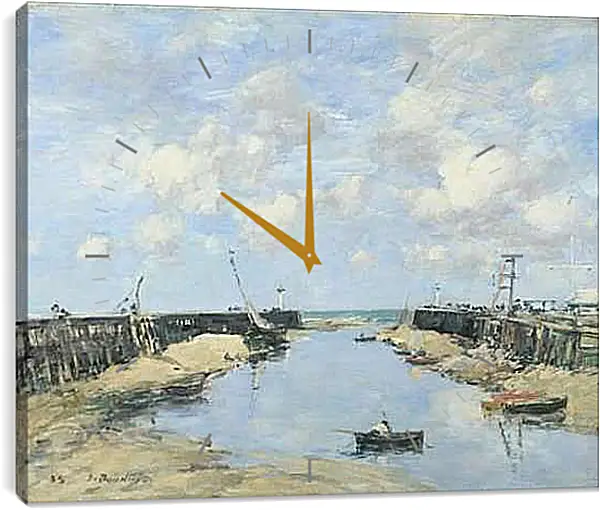 Часы картина - The Entrance to Trouville Harbour. Эжен Буден