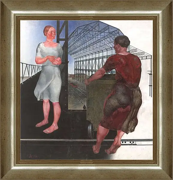 Картина в раме - На стройке новых цехов. Александр Дейнека