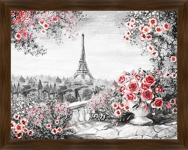 Картина в раме - Ваза с цветами