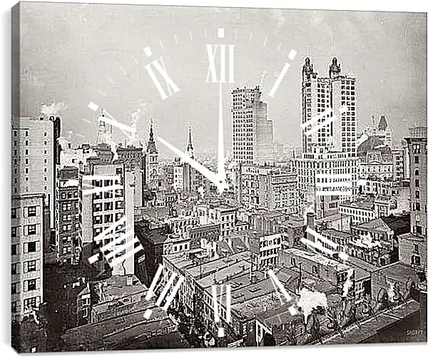 Часы картина - Парк-Роу 30-х годов