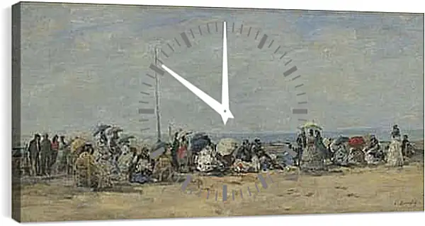 Часы картина - Beach Scene, Trouville. Эжен Буден