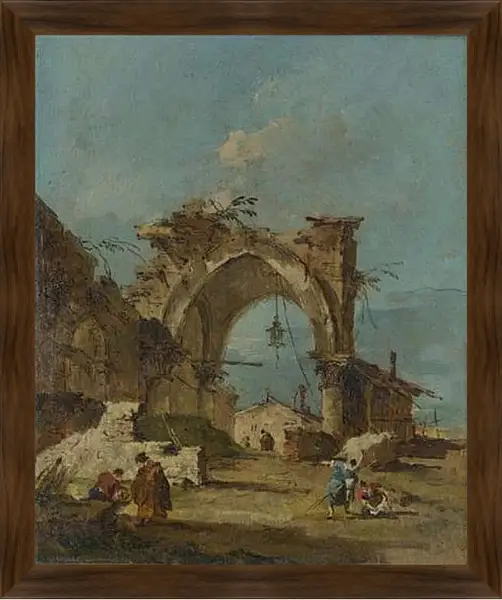 Картина в раме - A Caprice with a Ruined Arch. Франческо Гварди