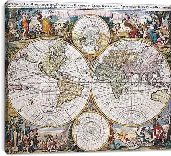 Постер на подрамнике - Древняя карта мира
