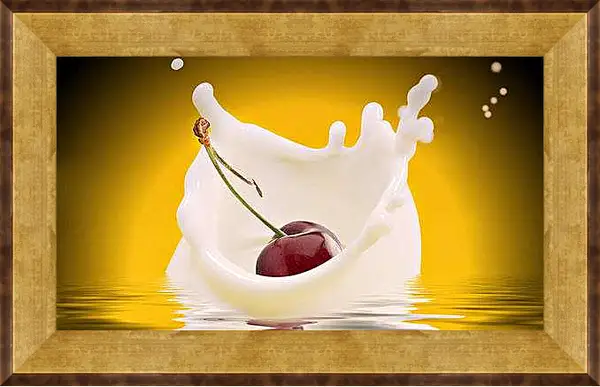 Картина в раме - Вишня. Вишнёвый всплеск.