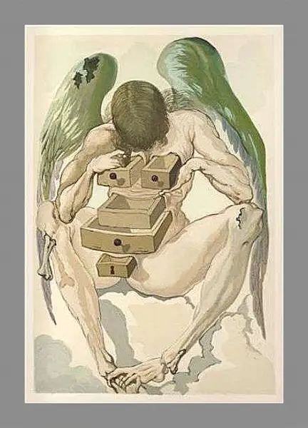 Картина в раме - Падший ангел. Чистилище. Иллюстрации к "Божественной комедии". Сальвадор Дали