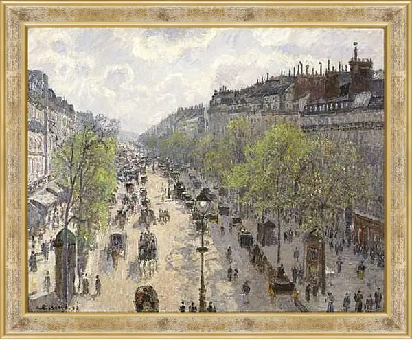 Картина в раме - Бульвар Монмартр. Весеннее утро. Камиль Писсарро