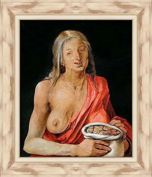Картина в раме - Старуха с мешочком монет. Альбрехт Дюрер