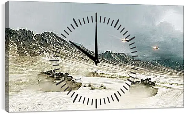 Часы картина - battlefield, tanks, mountains