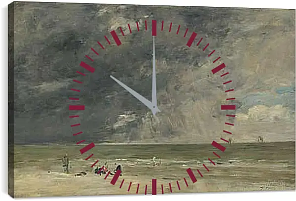 Часы картина - Beach Scene, Trouville. Эжен Буден
