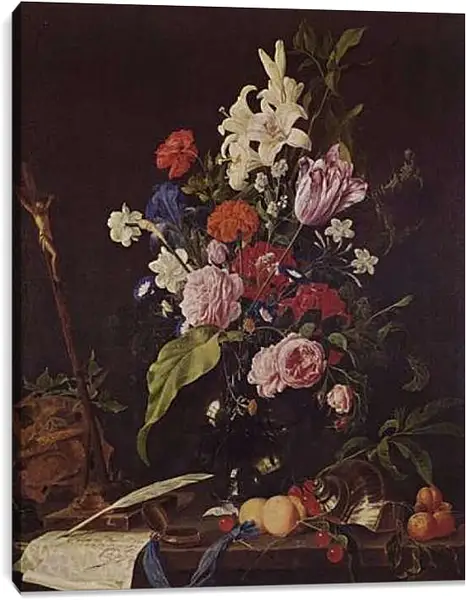Постер на подрамнике - Натюрморт Цветы в вазе. Ян Хем Давидс Де