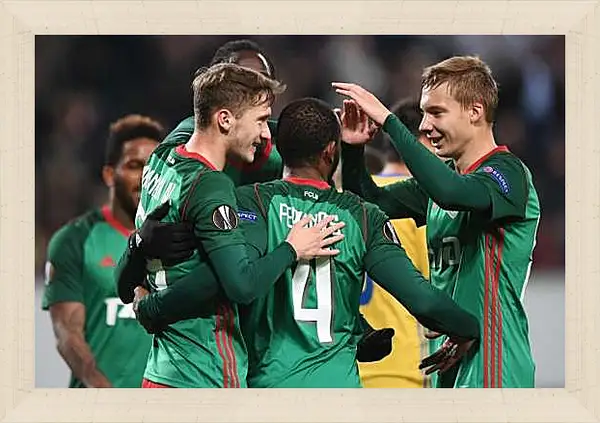 Картина в раме - Празднование гола. Локомотив Москва. Lokomotiv Moscow