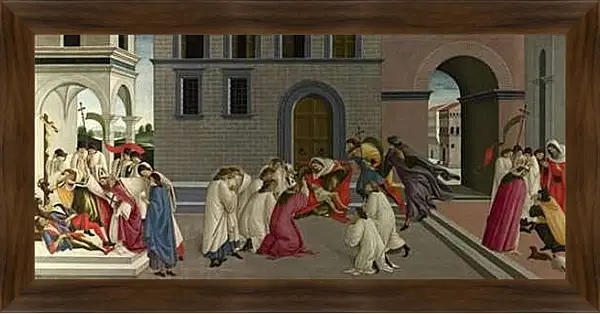 Картина в раме - Three Miracles of Saint Zenobius. Сандро Боттичелли