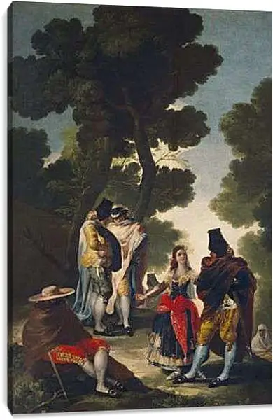Постер на подрамнике - The Maja and the Cloaked Men or A Walk through Andalusia. Франсиско Гойя