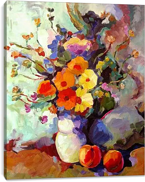 Постер на подрамнике - Маки и персики