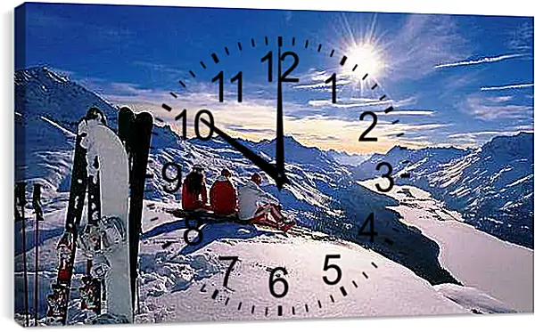 Часы картина - Отдых на фоне фантастического пейзажа