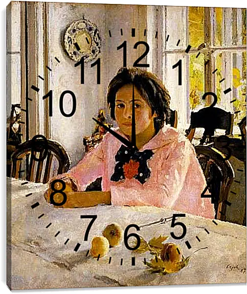 Часы картина - Девочка с персиками. Валентин Александрович Серов