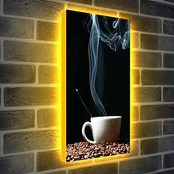 Лайтбокс световая панель - Кофейное дыхание. Утреннее тепло.