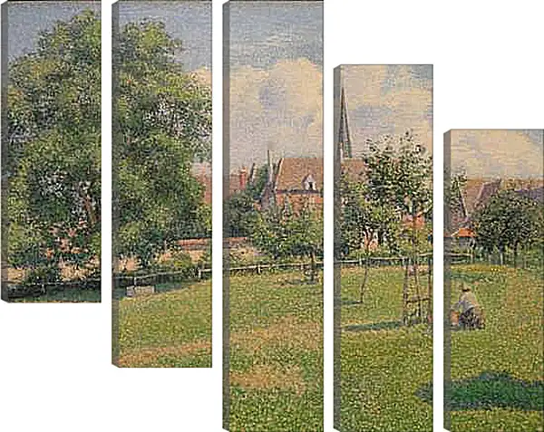 Модульная картина - Дом глухой женщины и колокольня в Эраньи. Камиль Писсарро