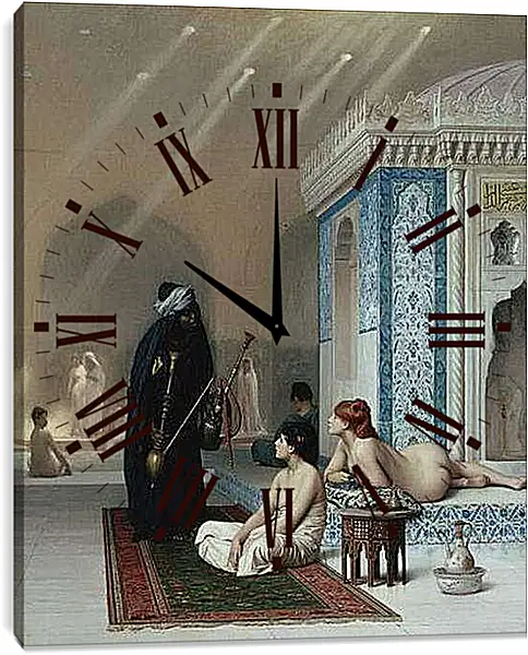 Часы картина - Pool in a Harem. Жан-Леон Жером