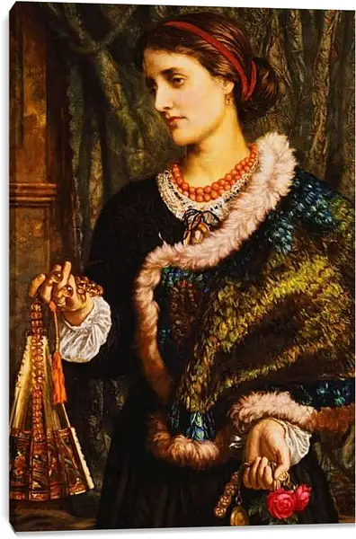 Постер на подрамнике - День рождения. Портрет Эдит, второй жены художника. Уильям Холман Хант