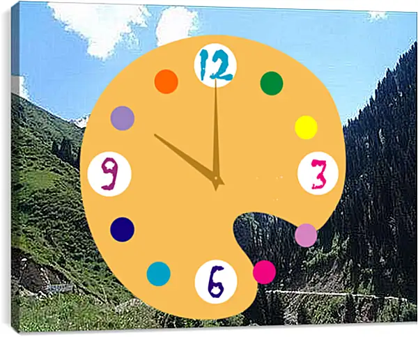 Часы картина - Горы Алматы