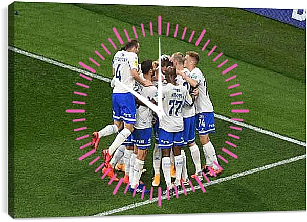 Часы картина - Празднование гола. ФК Динамо Москва. FC Dynamo Moscow