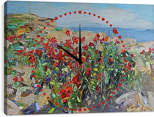 Часы картина - Маки арт