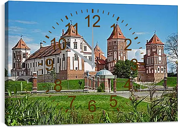 Часы картина - Мирский замок 1. Республика Беларусь