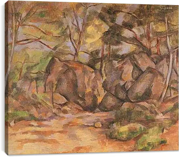 Постер на подрамнике - Paysage forestier aux rochers (vers). Поль Сезанн