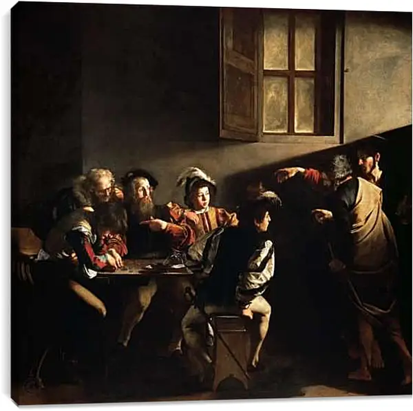 Постер на подрамнике - Призвание cвятого Матфея. Микеланджело Караваджо
