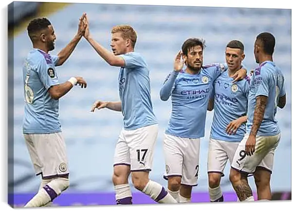 Постер на подрамнике - Празднование гола. Манчестер Сити. Manchester City