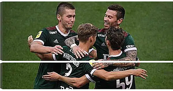 Модульная картина - Празднование гола. Локомотив Москва. Lokomotiv Moscow