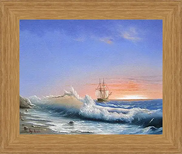 Картина в раме - Закат на море