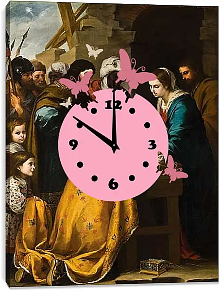 Часы картина - Поклонение волхвов. Бартоломе Эстебан Мурильо