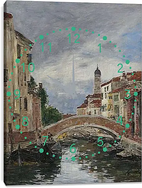 Часы картина - Small Channel in Venice, 1895. Эжен Буден