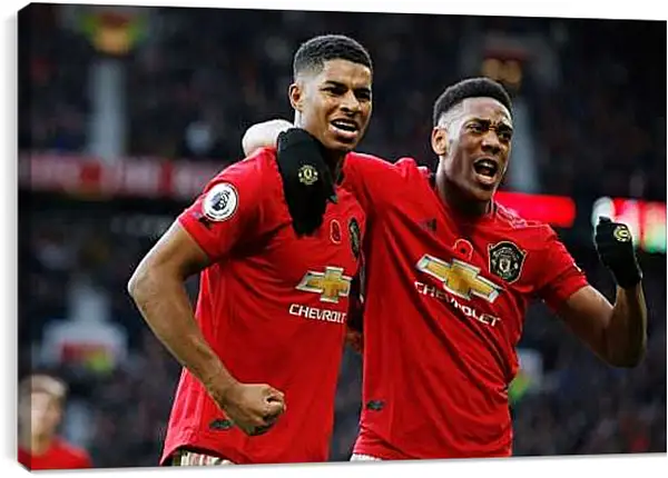 Постер на подрамнике - Празднование гола. Манчестер Юнайтед. Manchester United