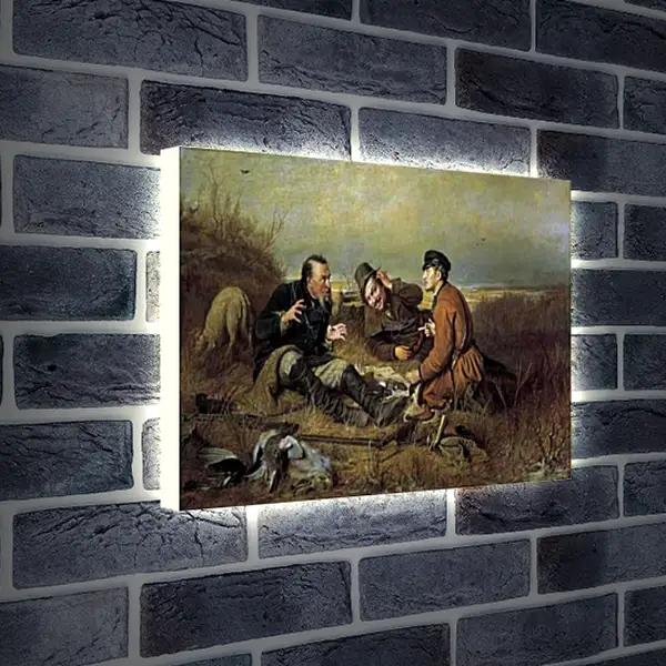 Лайтбокс световая панель - Охотники на привале. Перов Василий