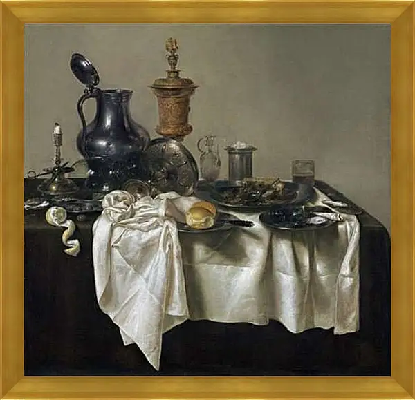 Картина в раме - Банкет, пирог. Виллем Клас Хеда