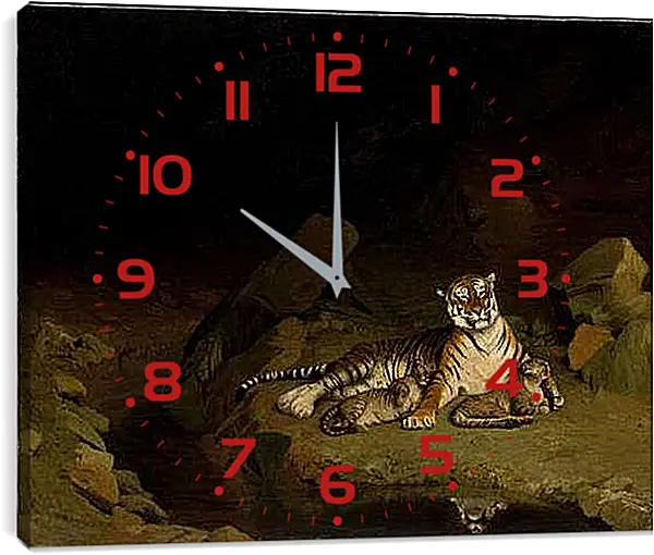 Часы картина - Tiger and Cubs - Тигр и детеныши. Жан-Леон Жером