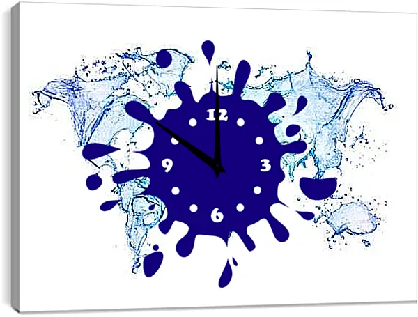 Часы картина - Карта из воды