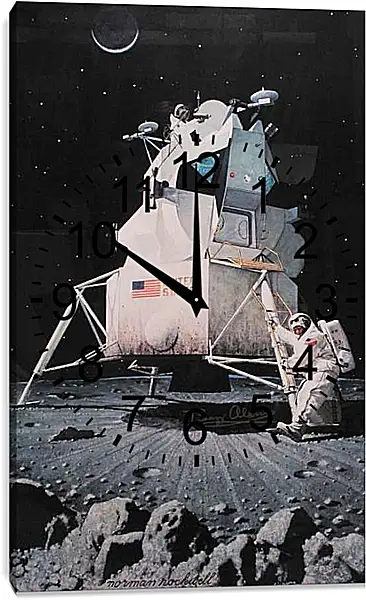 Часы картина - Человек на Луне. Норман Роквелл