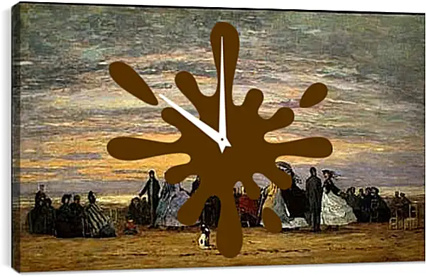 Часы картина - The Beach at Villerville. Эжен Буден