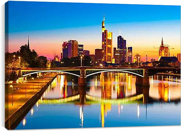 Постер на подрамнике - Ночной франкфурт-на-майне