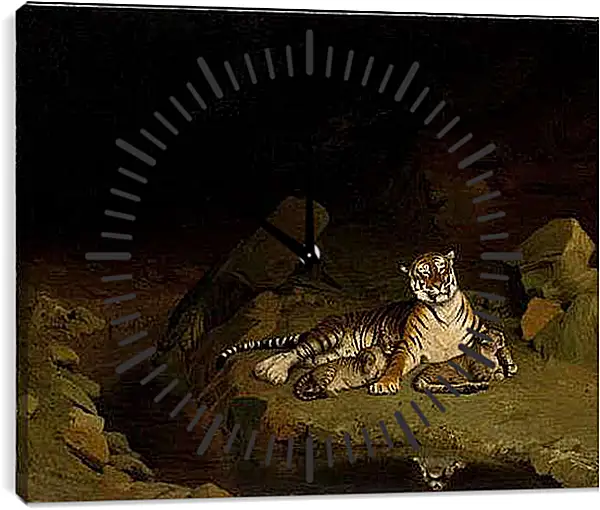 Часы картина - Tiger and Cubs - Тигр и детеныши. Жан-Леон Жером