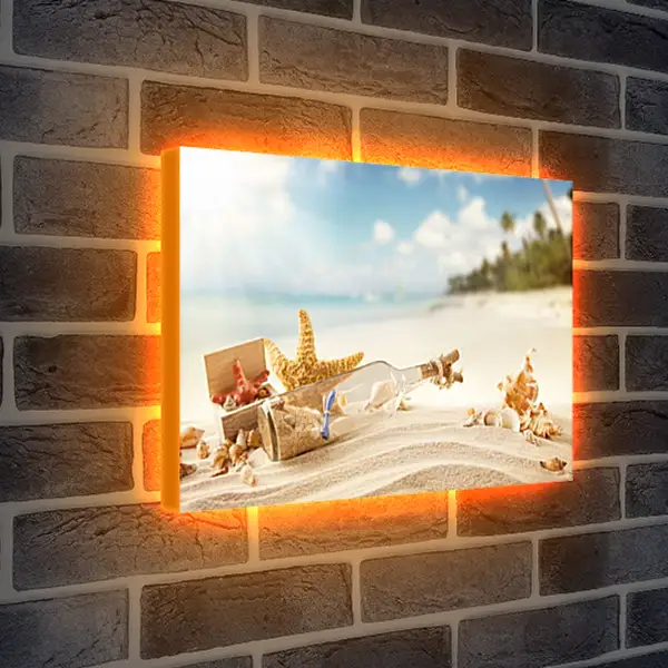 Лайтбокс световая панель - Пляж и морские звезды