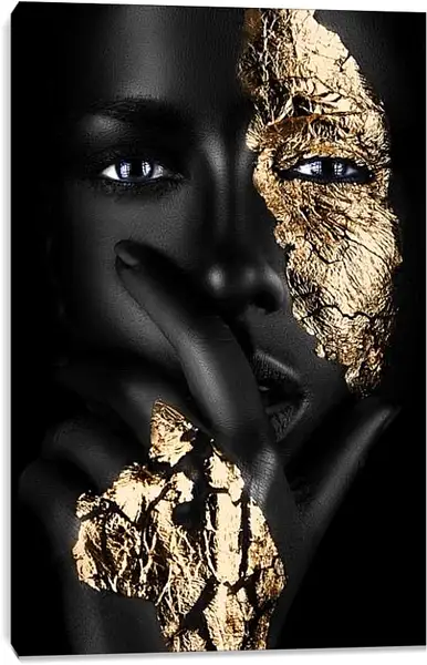 Постер на подрамнике - Африканская девушка в золоте