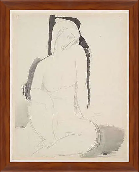 Картина в раме - Seated Nude. Сидящая обнаженная. Амедео Модильяни